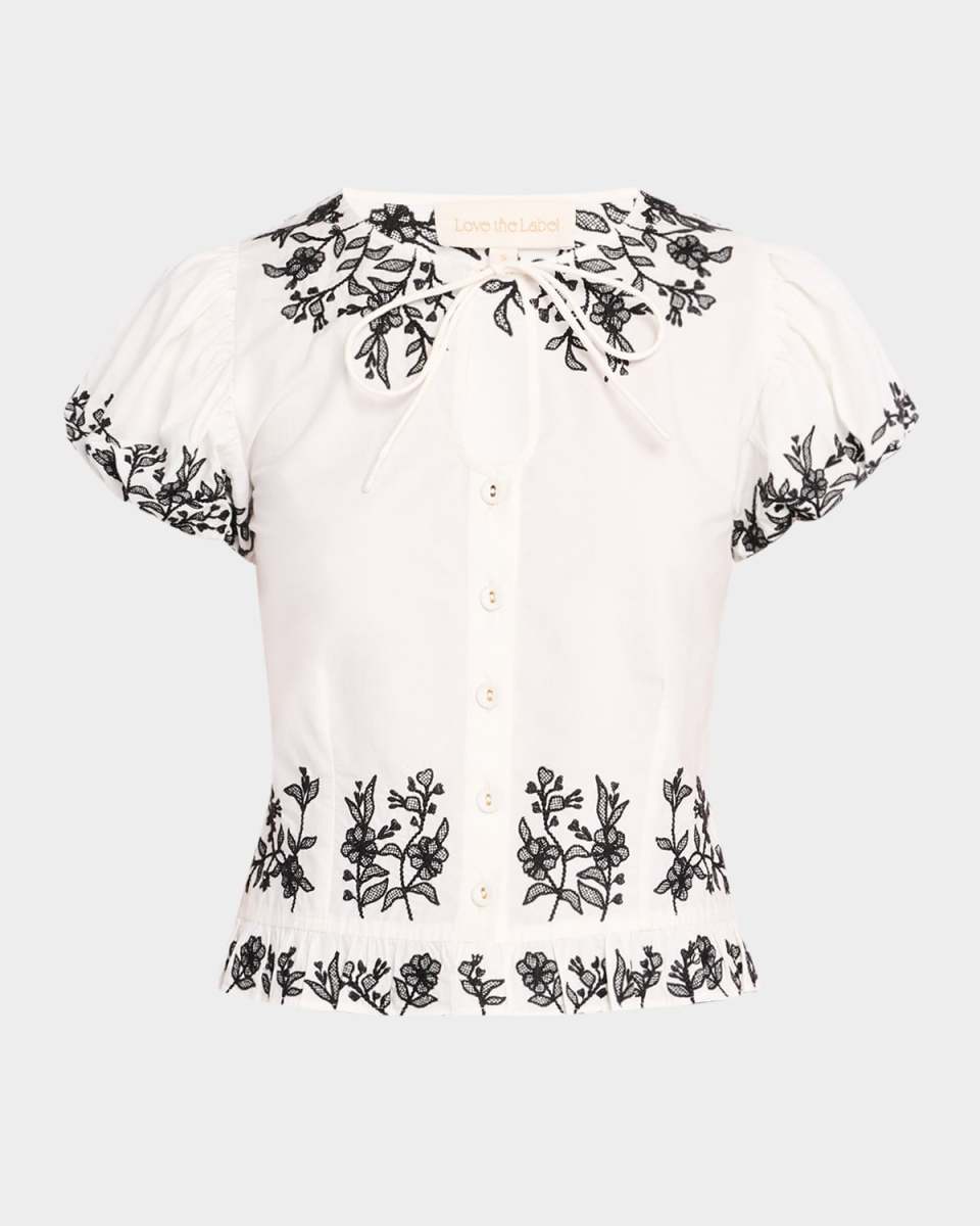Iridessa Embroidered Button-Front Top